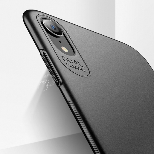 iPhone XR Capa Ultra-Fina Frosted (As capas rígidas mais finas do mercado) Telemóvel preto com câmara dupla e acabamento mate