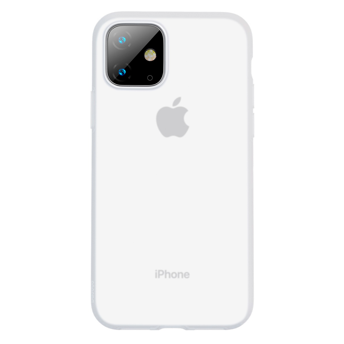 Capa Silicone Baseus Liquid Gel para iPhone 11 Pro Smartphone iPhone branco visto pela parte de trás com logotipo Apple e câmera dupla