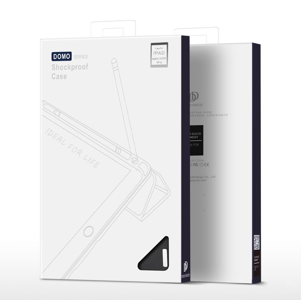 Capa Domo Pencil para iPad mini - Rosa Embalagem de capinha protetora para iPad com texto e ilustração