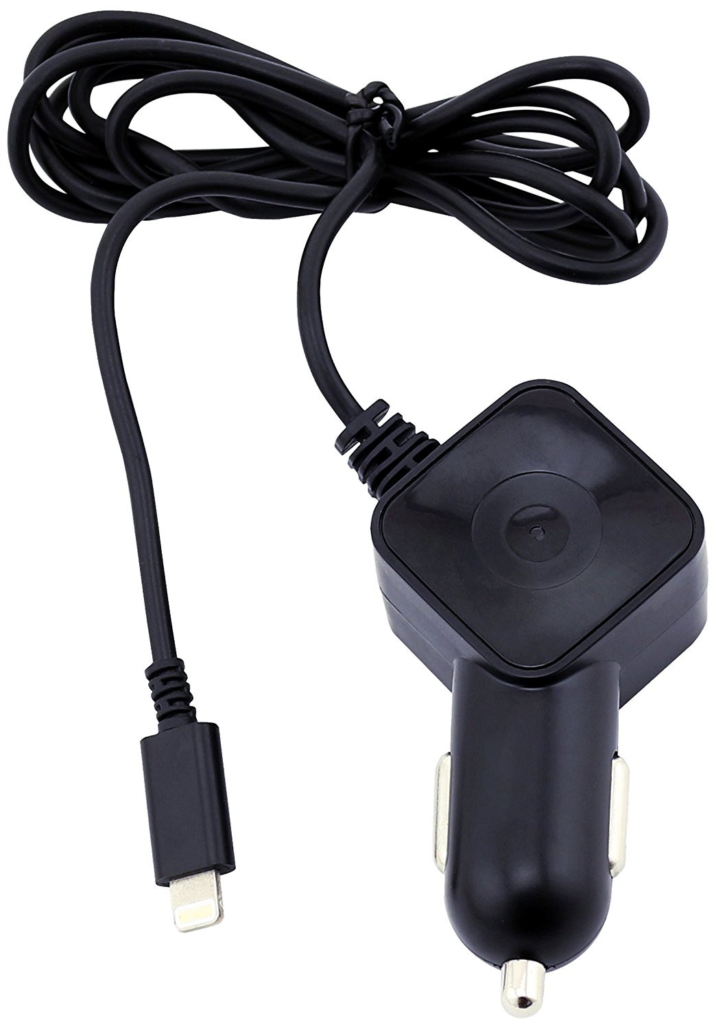 Carregador de isqueiro USB Muvit 1.0A com cabo Lightning *MFI Carregador de carro preto com cabo e conector Lightning