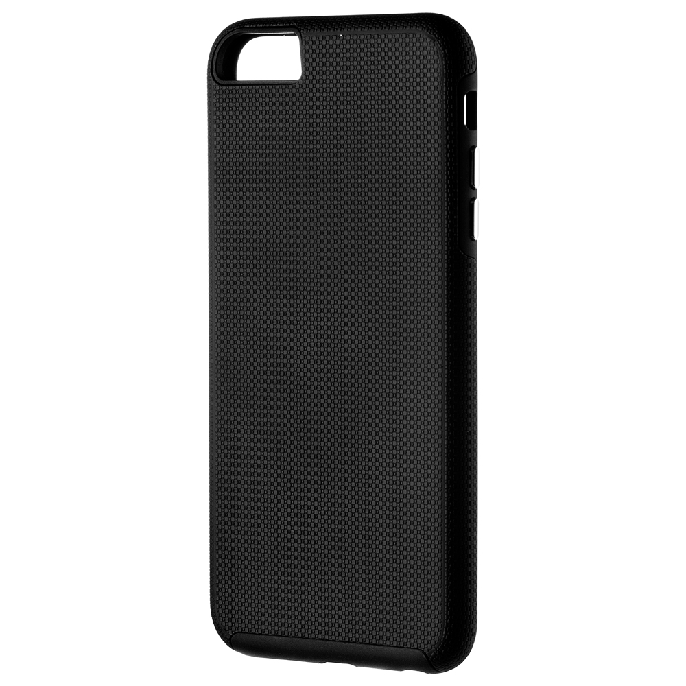 iPhone 6/6S Capa Anti-Shock Armor Rugged Capa preta texturizada para telemóvel com abertura para câmara, vista frontal em fundo branco