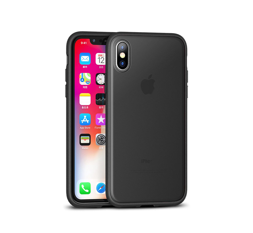 Telemóvel com capa preta fosca e ecrã colorido