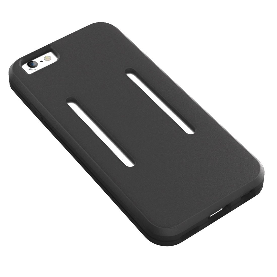 Armband / Bolsa Desportiva 2-em-1 Silicone Capa protetora preta para smartphone com duas ranhuras verticais