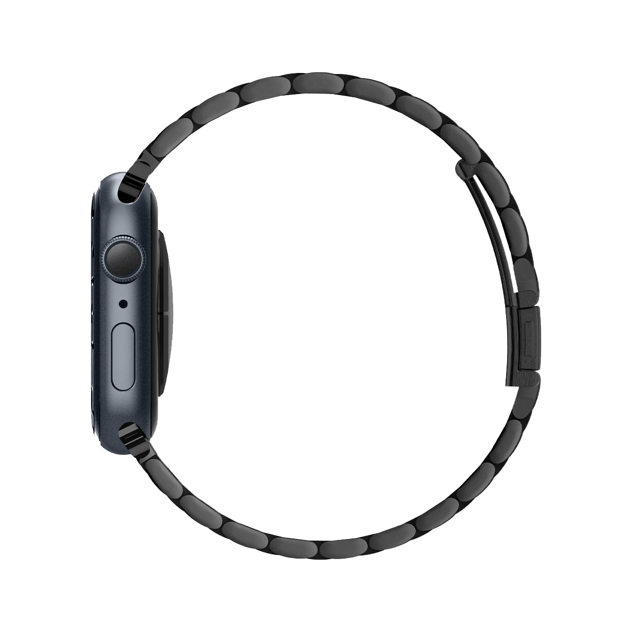 Bracelete Spigen Modern Fit para Apple Watch Relógio inteligente cinza metálico com bracelete preta de elos ovais foscos