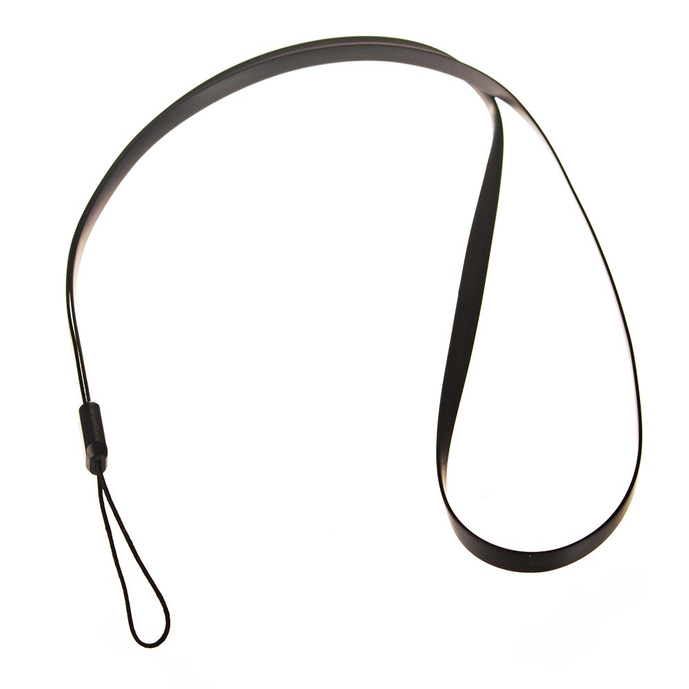 Fita Universal para pescoço em silicone Corda preta fina com laço numa extremidade