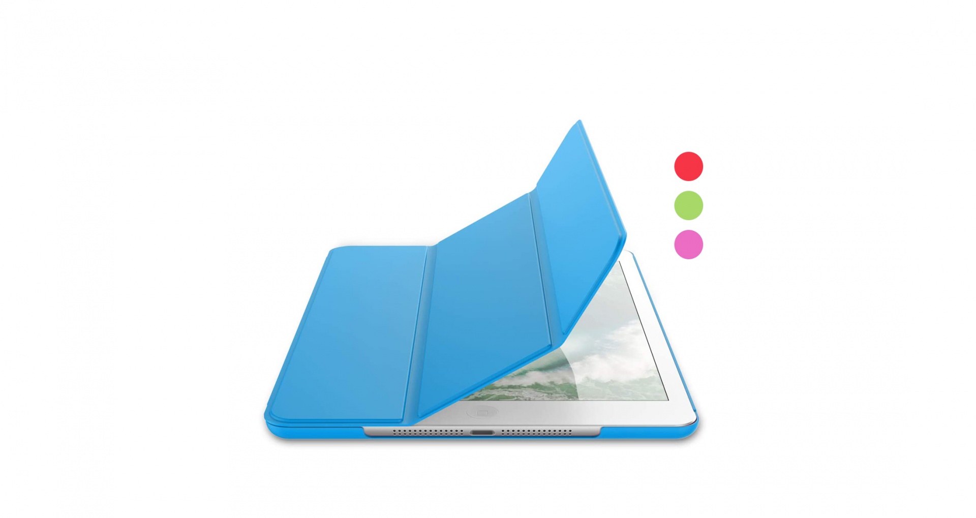 Capa Smart Color para iPad mini (1/2/3) Capa azul para tablet parcialmente aberta com ecrã visível