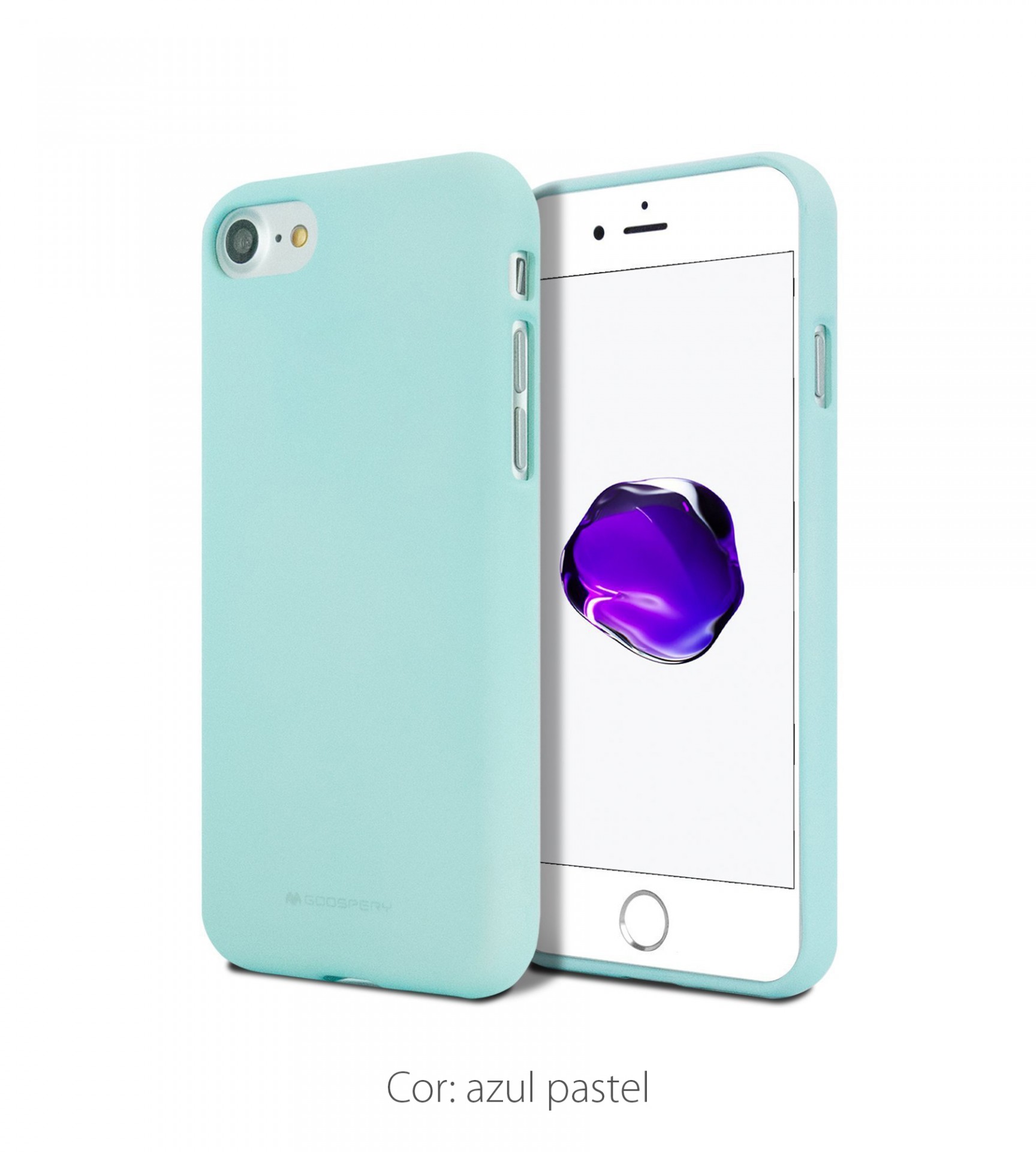 Capa Fina Silicone Soft Feeling Goospery para iPhone Capa para smartphone silicone azul pastel com texto Cor: azul pastel