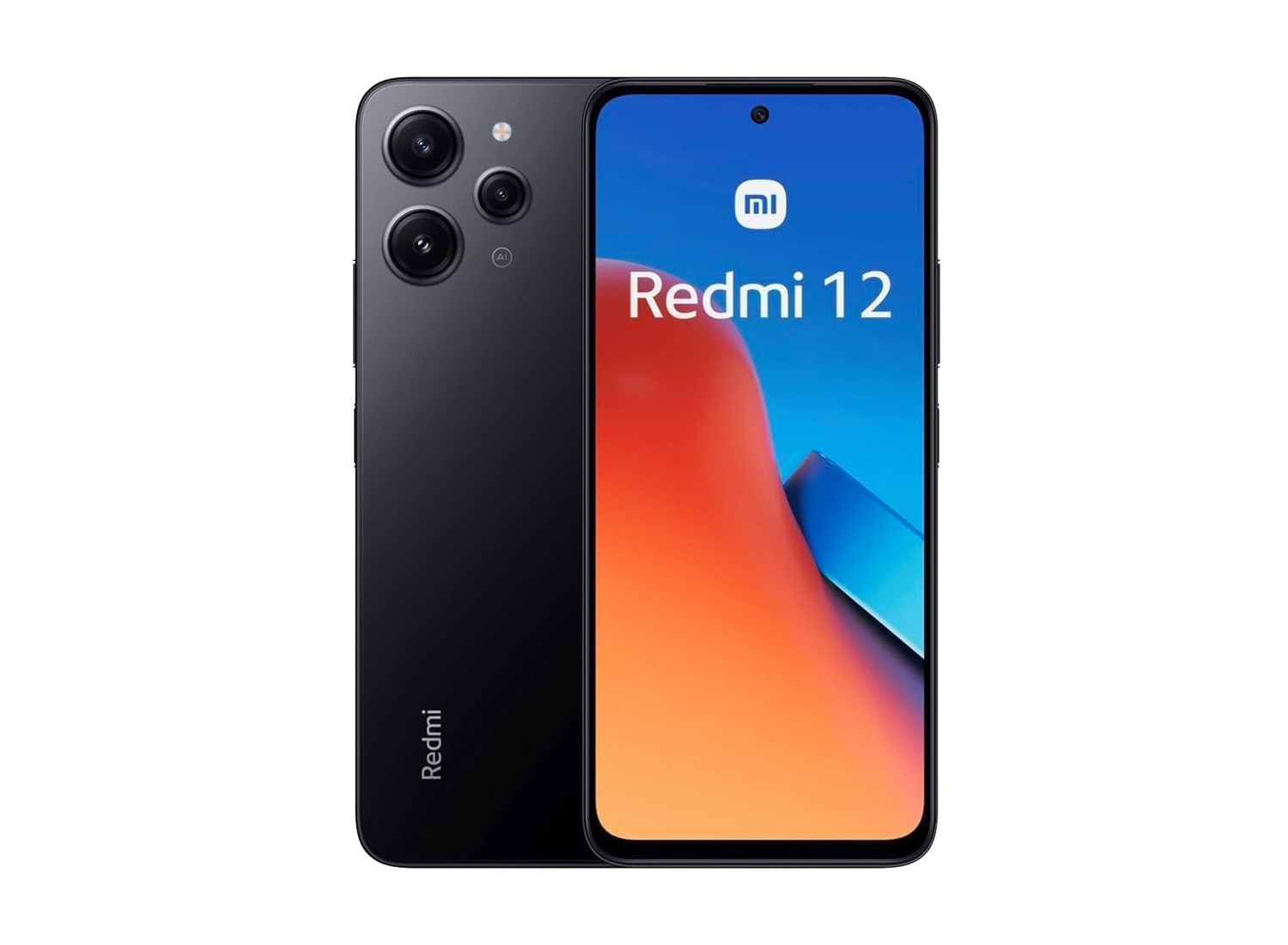 Xiaomi Redmi 12 4GB/128GB - Midnight Black Smartphone Redmi 12 preto com ecrã frontal e três câmaras traseiras