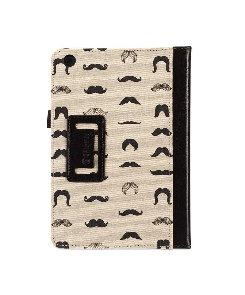 Capa Griffin Mustachio Folio para iPad Capa para tablet bege com bigodes pretos e fecho preto
