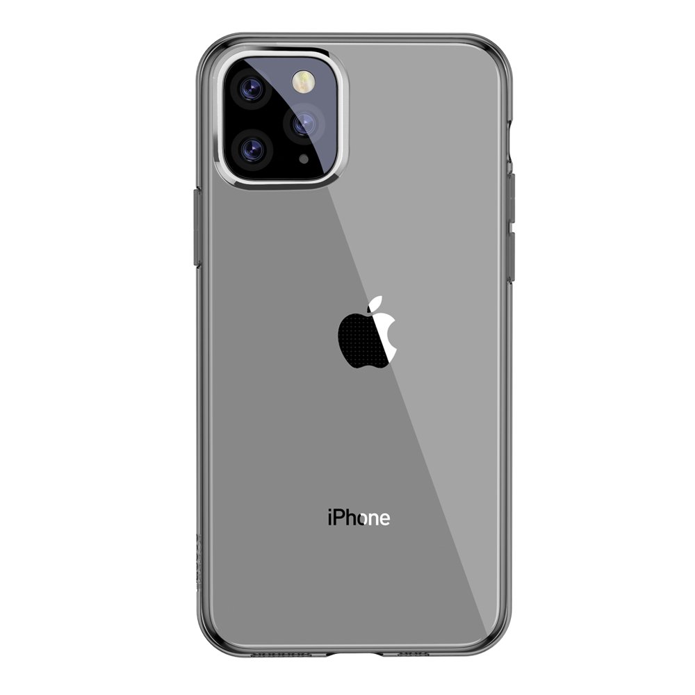 Capa Naked Silicone Baseus Simple para iPhone 11 Pro Max Smartphone Apple iPhone cinzento com capa transparente