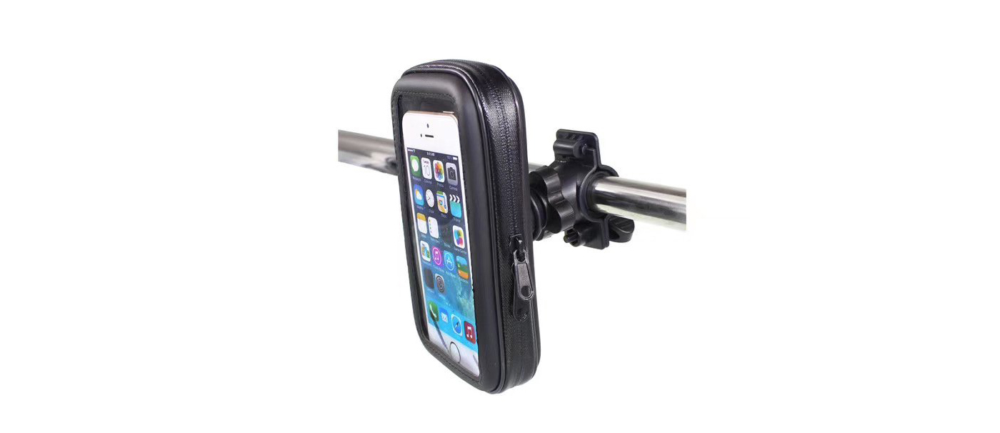 Suporte Universal de Smartphone para Bicicleta / Mota Suporte preto para telemóvel com smartphone em barra metálica
