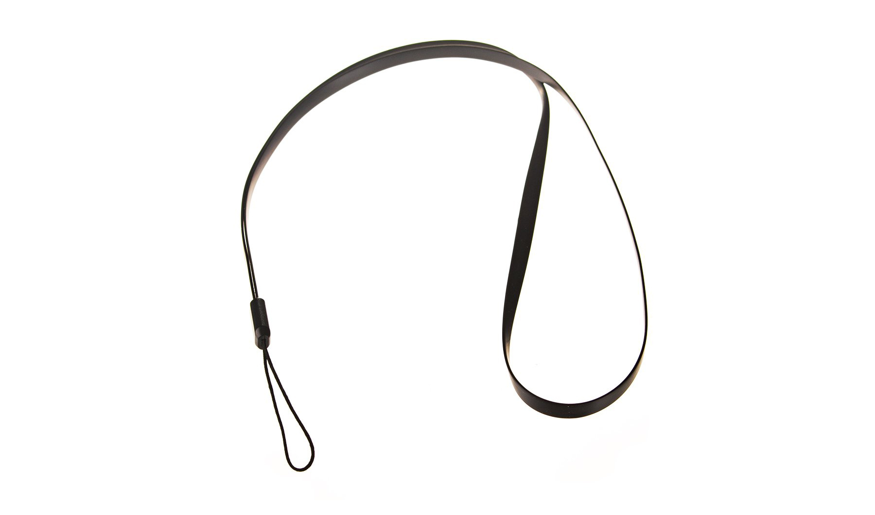 Fita Universal para pescoço em silicone Correia preta para pendurar pequenos objetos em fundo branco