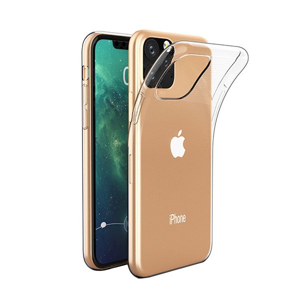 Capa Fina Proda Silicone 100% Transparente para iPhone 11 Pro Max Smartphone iPhone dourado com capa protetora transparente