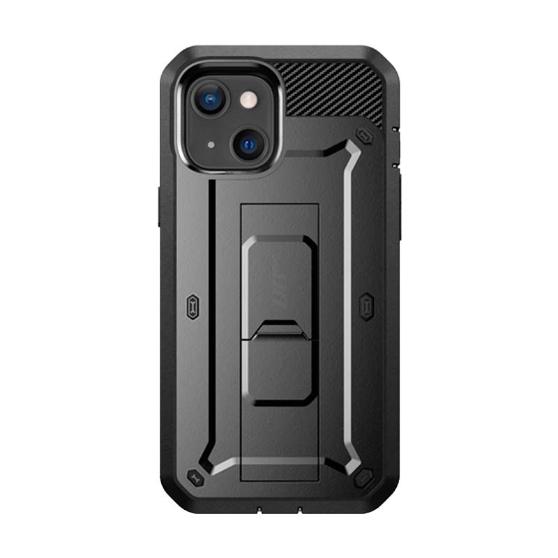 Capa Anti-Shock 360º Supcase Unicorn Beetle Pro para iPhone 13 mini Capa protetora preta para smartphone com suporte integrado