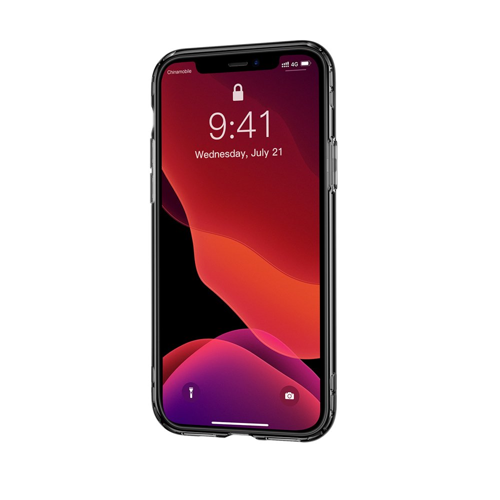 Capa Silicone Reforçada Safety Airbags para iPhone 11 Pro Smartphone com ecrã encarnado e roxo e moldura preta