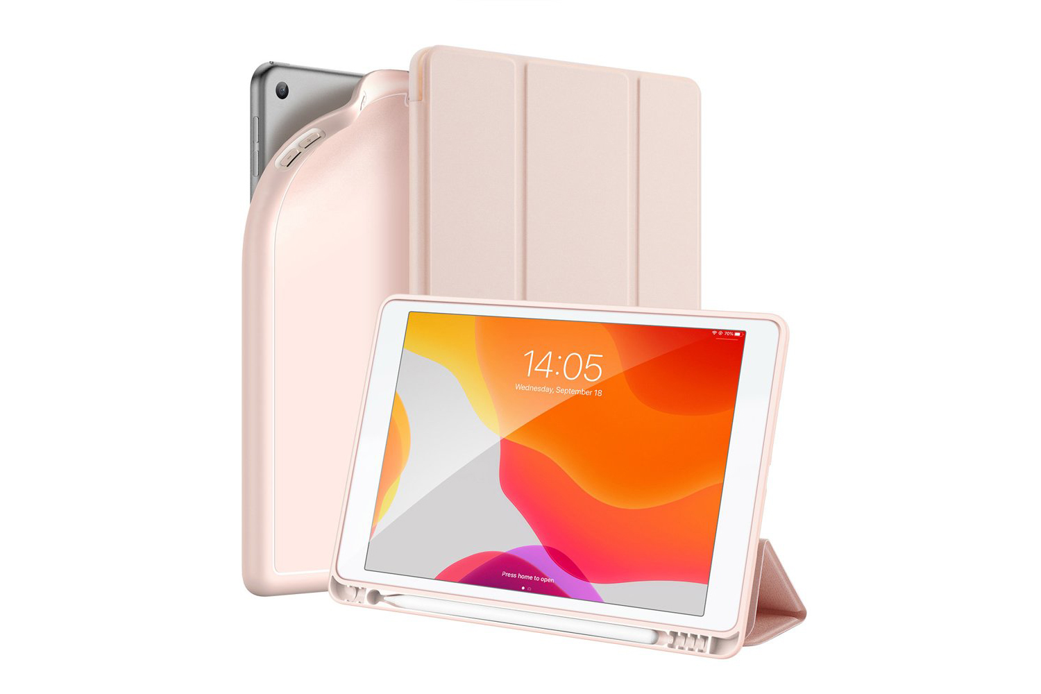 Capa Dux Ducis Osom Pencil para iPad 10.2'' - Rosa Capa protetora rosa claro para tablet com suporte dobrável