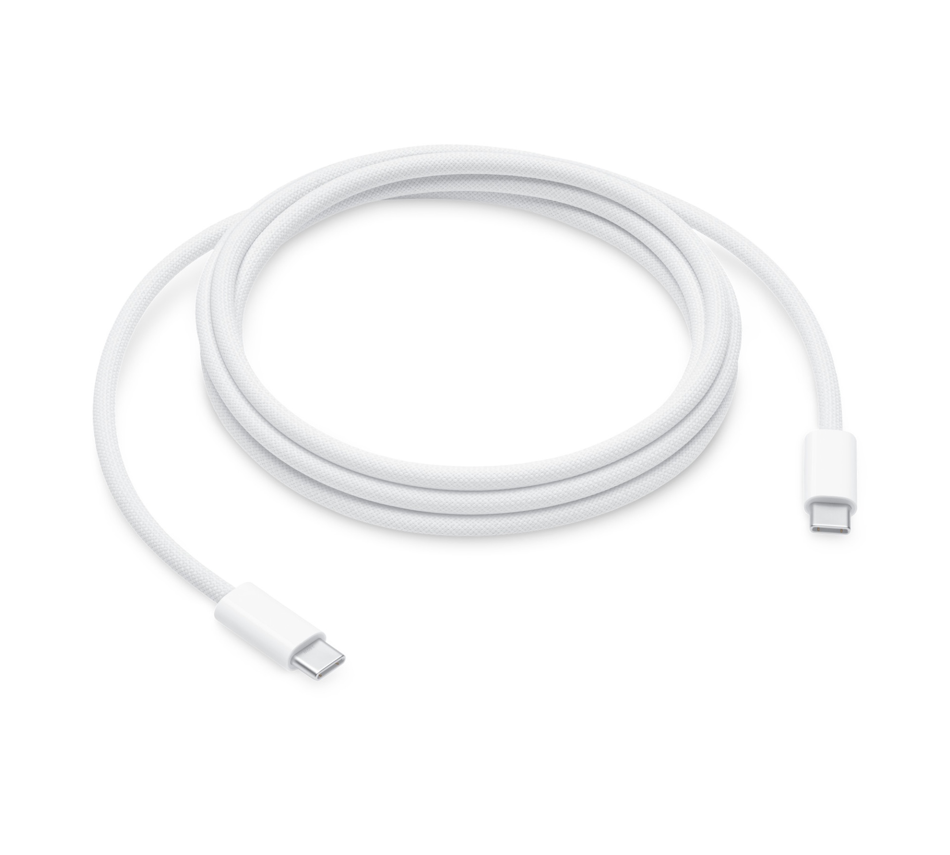 Cabo Apple de carregamento USB-C de 240W (2 m) Cabo USB-C branco com estrutura trançada e ligações USB-C em ambas as extremidades