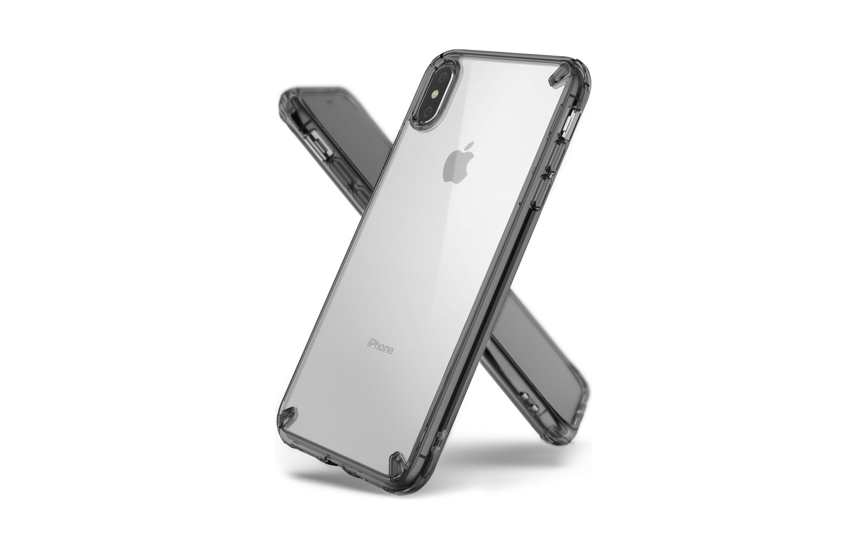 iPhone XS Max Capa Ringke Fusion PC + Bumper TPU Capa transparente e preta para iPhone com logotipo Apple