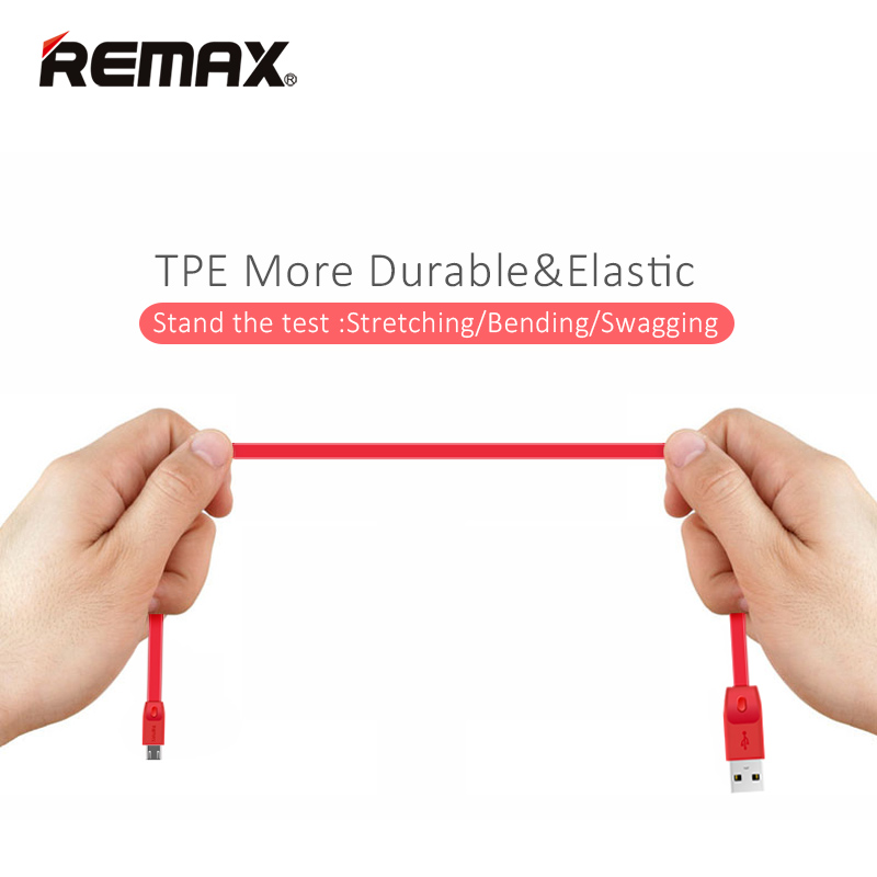 Cabo Flat Lightning Anti - Tangle (2 metros) Cabo USB vermelho elástico da REMAX com texto sobre resistência
