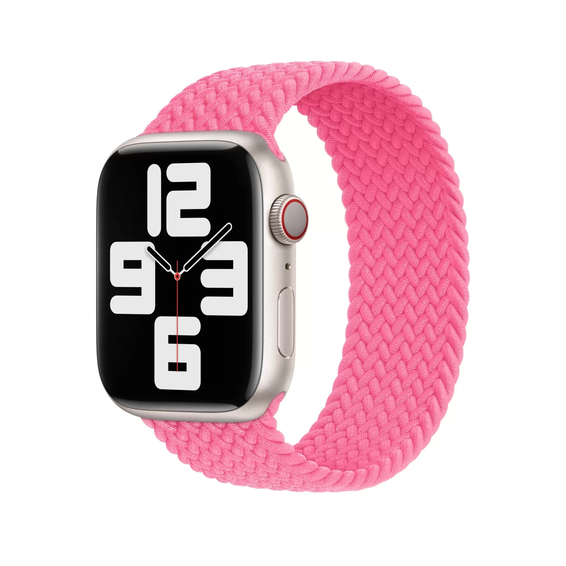 Bracelete Apple Solo entrançada de 45mm (Embalagem aberta) Relógio inteligente com bracelete rosa de tecido trançado