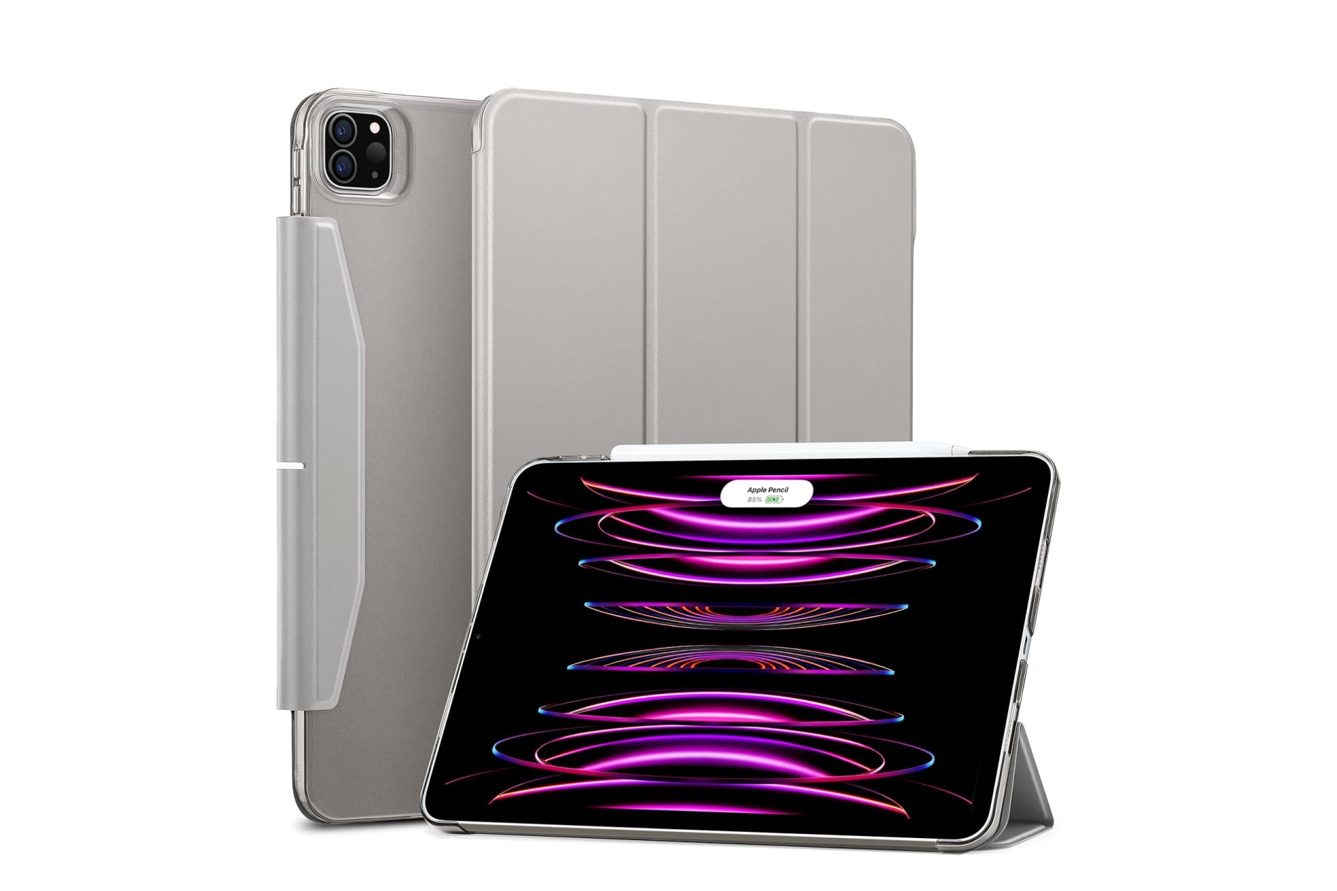 Capa ESR Ascend para iPad Pro 12.9" Capa cinzenta para tablet com suporte dobrável e espaço para Apple Pencil