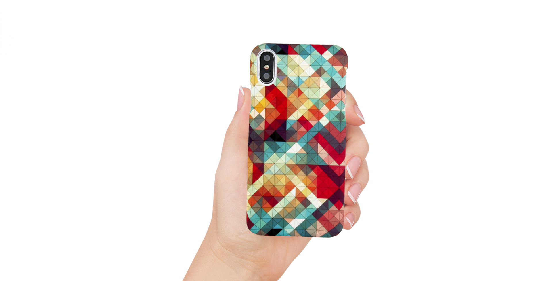 Capa Padrão Ultra-Fina Rígida P5178 para iPhone SE Capa para telemóvel colorida com padrão geométrico