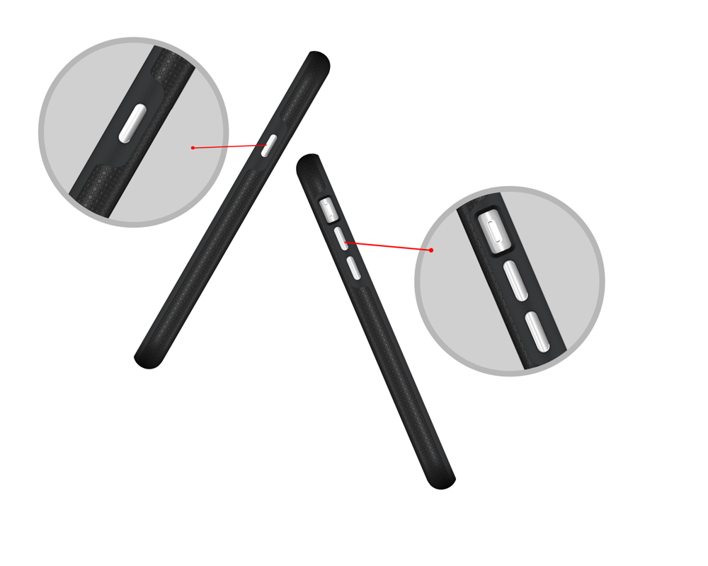 iPhone X/XS Capa Anti-Shock Armor Rugged Capa protetora preta para smartphone com recortes para botões e câmara