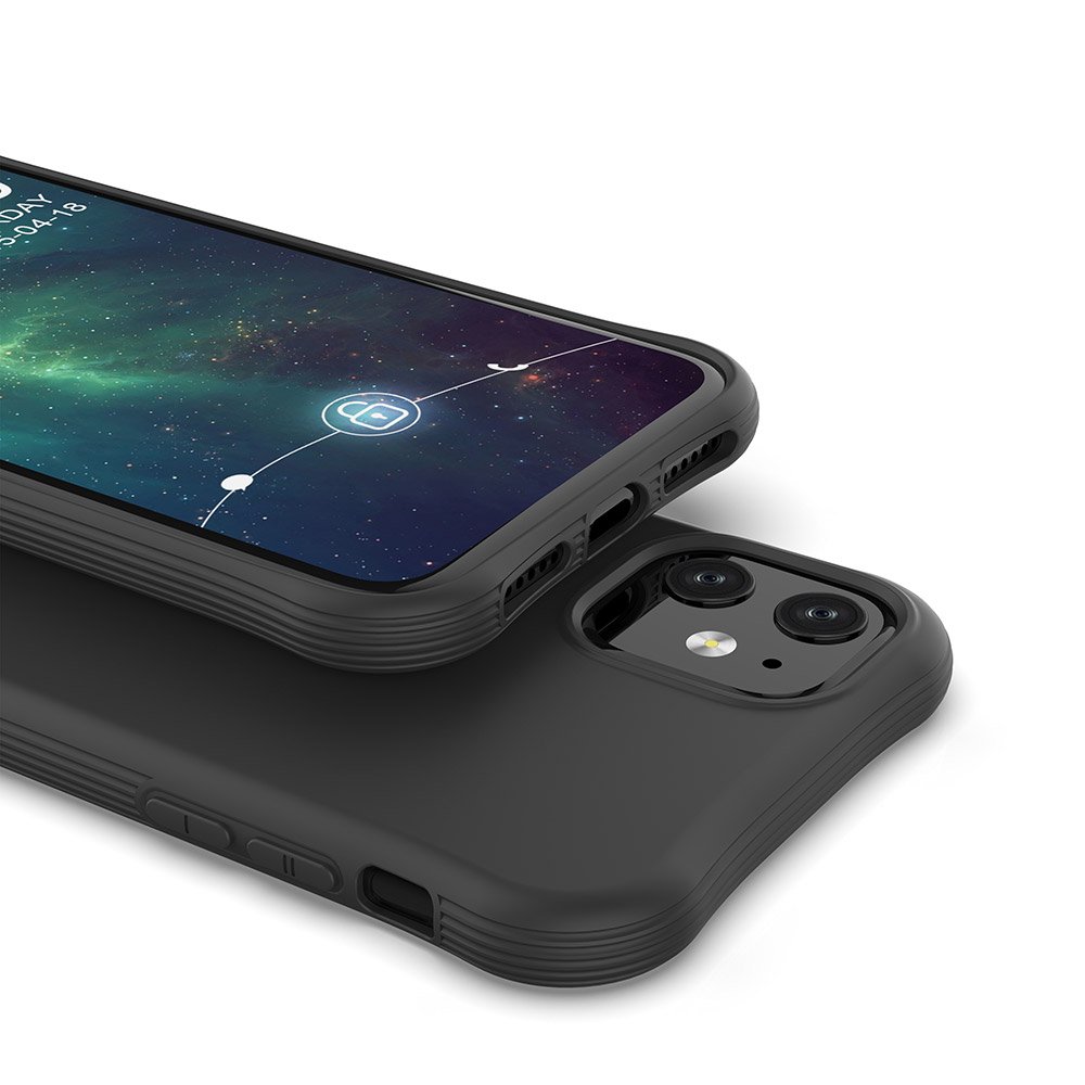 Dois telemóveis, um com ecrã com ícone de cadeado e outro com capa preta e câmara dupla.