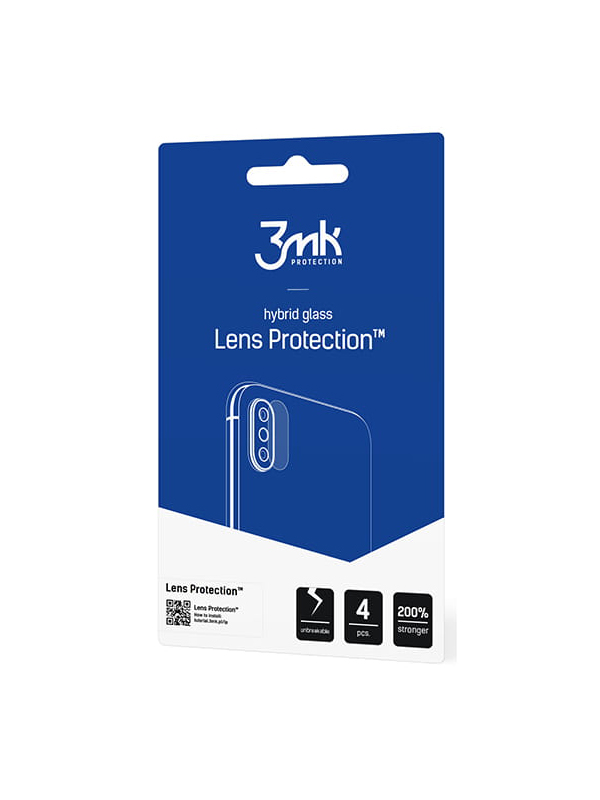 (Pack 4) Películas de Protecção de Câmara Traseira 3mk HybridGlass para iPhone 14 Pro/14 Pro Max Embalagem azul e branca de proteção de lentes para telemóvel 3mk Protection