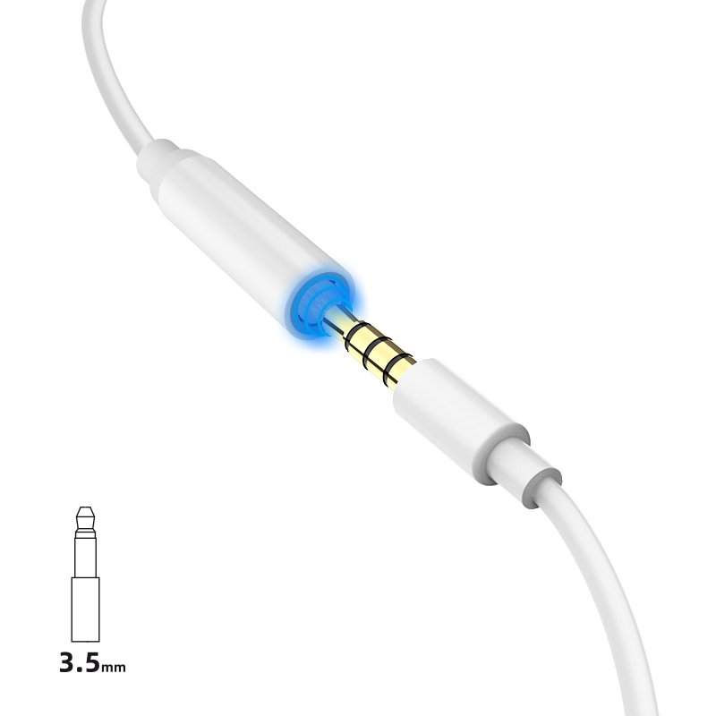 Adaptador Lightning para auscultadores de 3,5 mm Dudao Cabo branco com ficha jack de 3,5 mm com detalhe azul