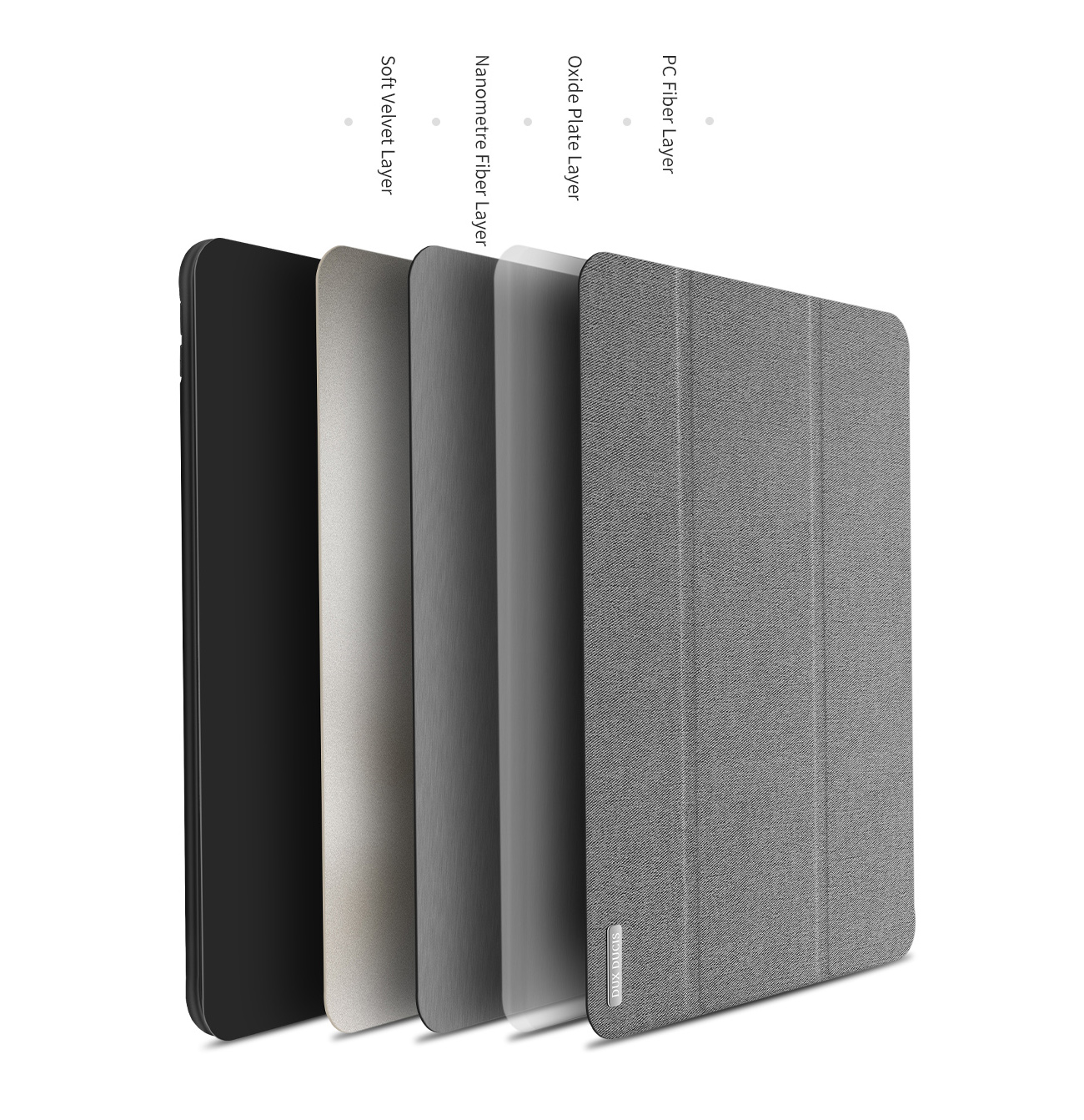 Capa Dux Ducis Domo Pencil para iPad 9.7'' Camadas de proteção para tablet em tons de cinza e preto