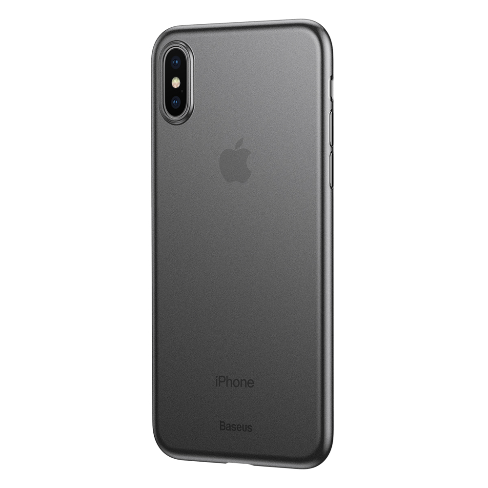 iPhone X Capa ULTRA Fina Baseus Wing Capa protetora cinzenta escura para iPhone com logotipo Baseus