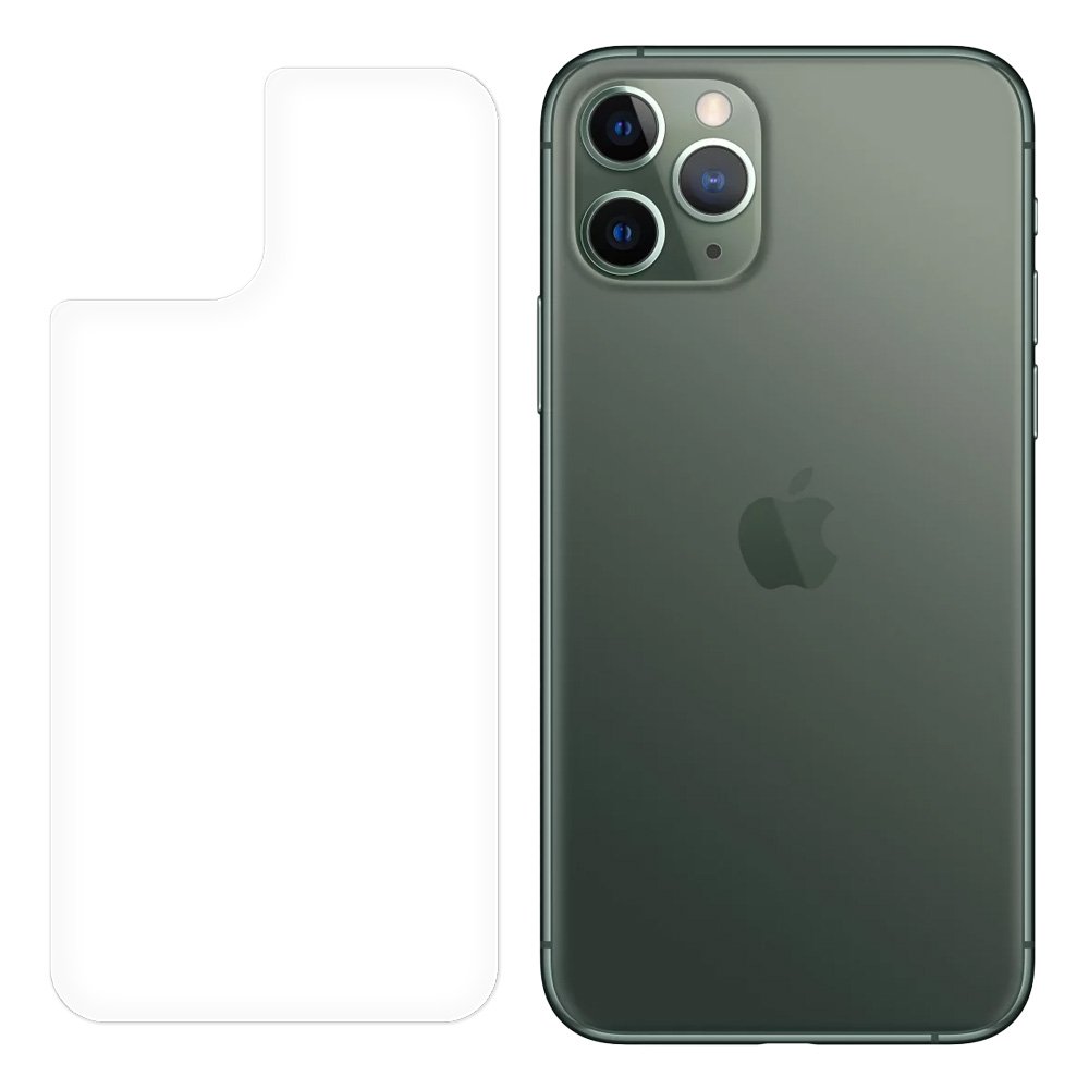 Películas de Protecção Traseira em Vidro Temperado para iPhone 11 Pro Smartphone Apple iPhone verde escuro com três câmeras e protetor transparente