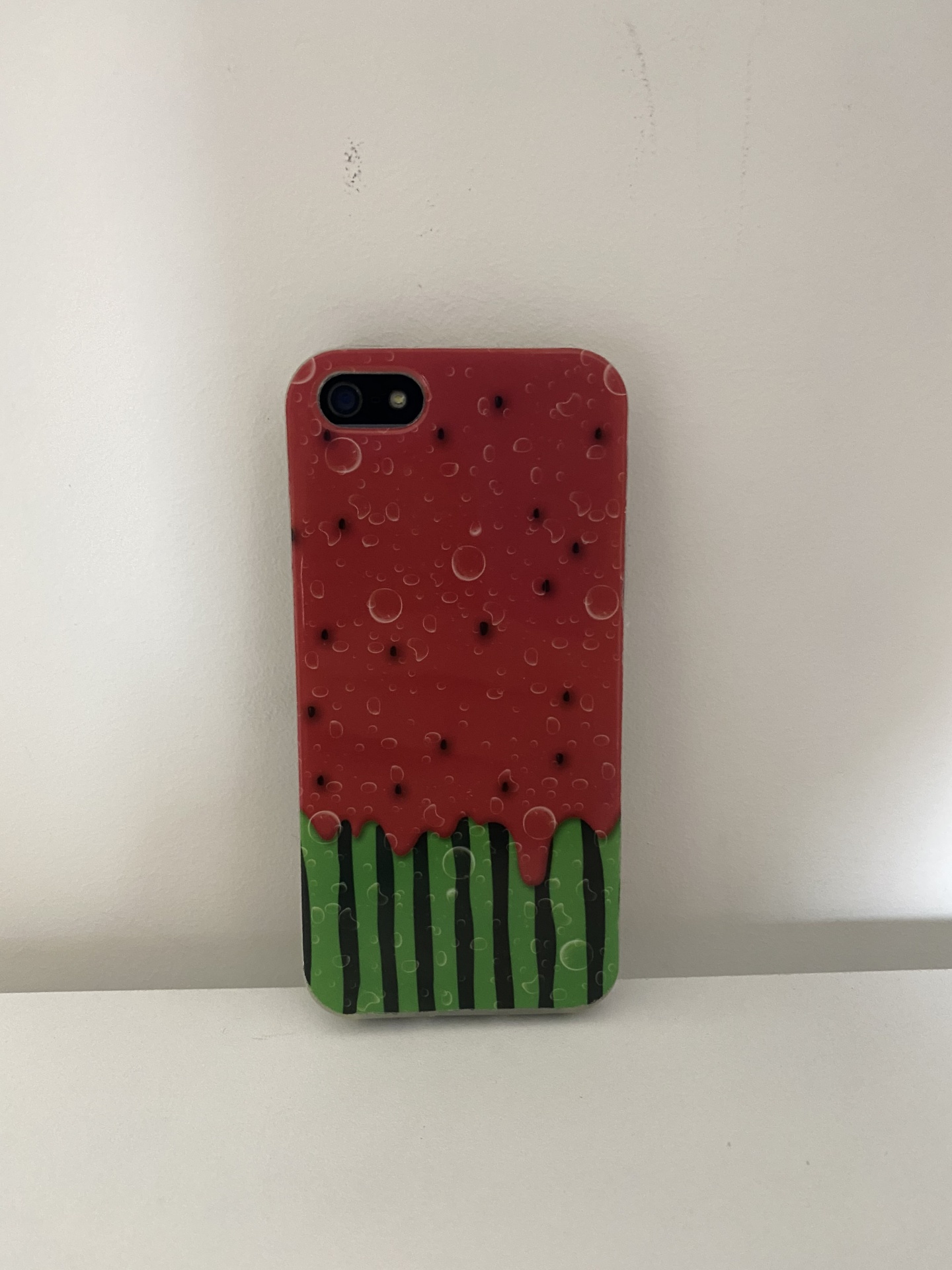 iPhone 5/5S/SE Capa Silicone Watermelon Capa para smartphone com design de melancia em tons de vermelho e verde