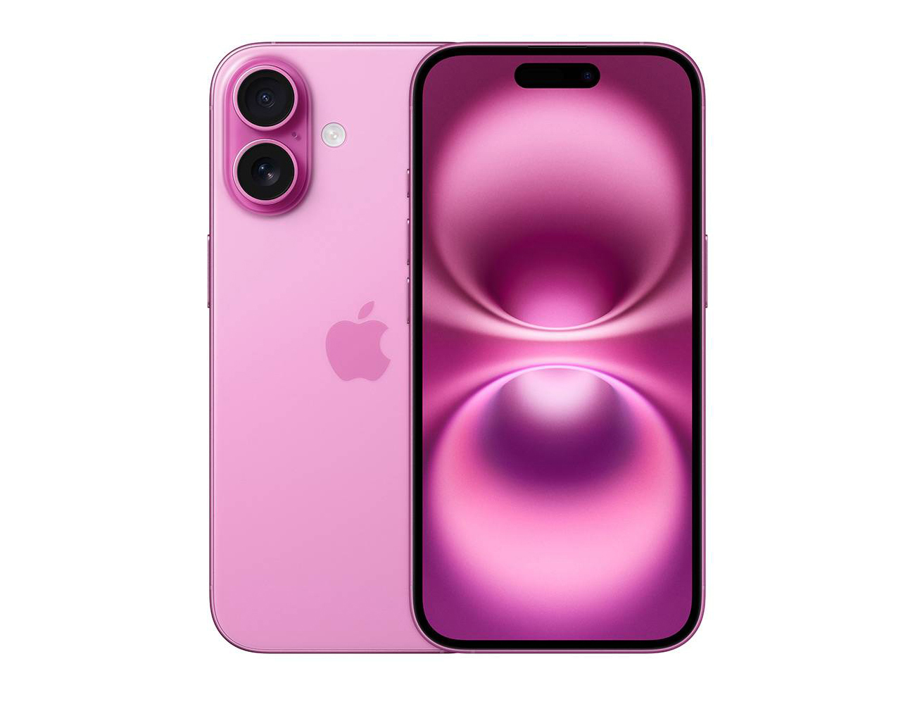 Smartphone Apple iPhone 14 rosa com duas câmaras traseiras e ecrã frontal
