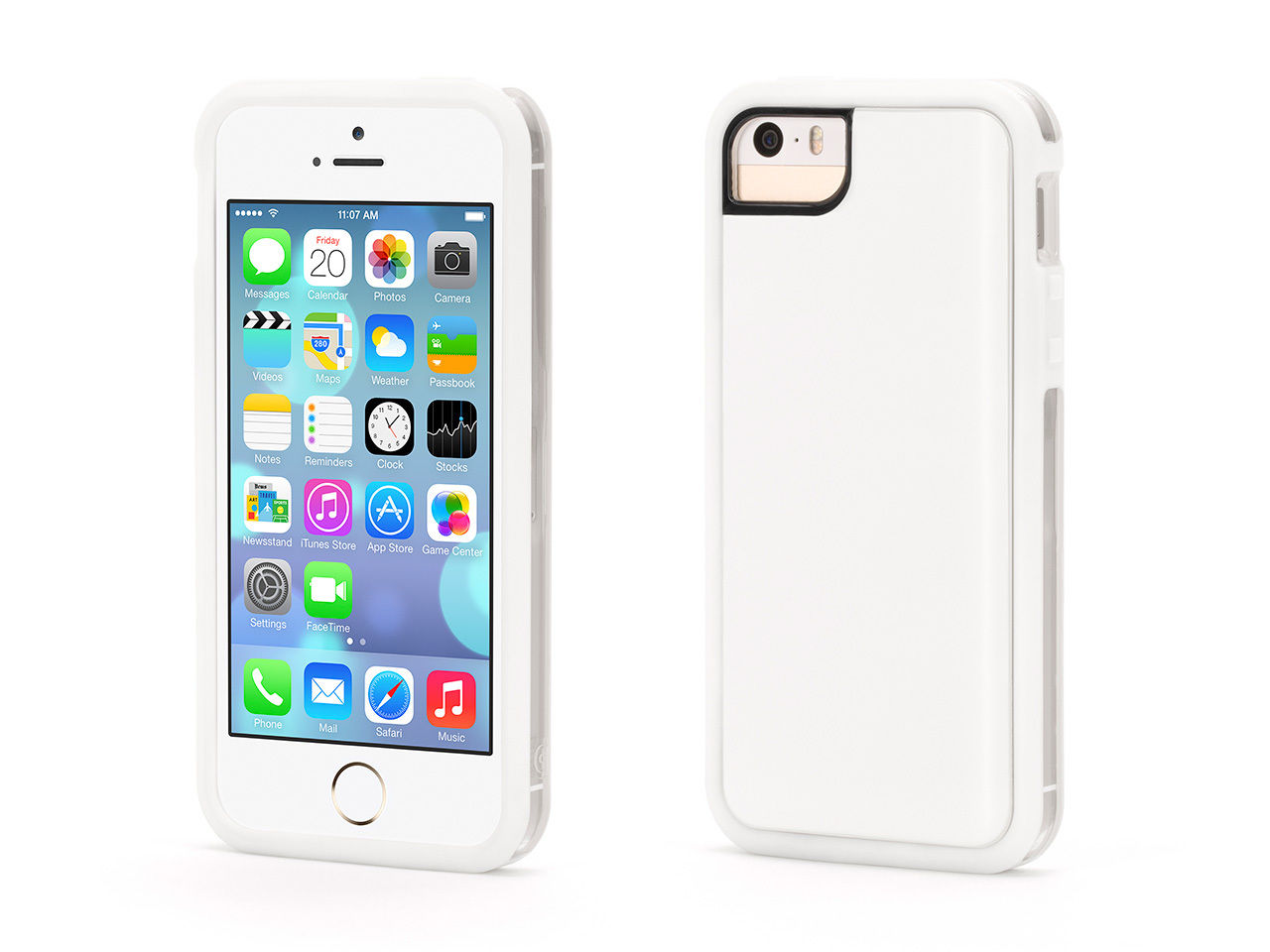 iPhone 5/5S/SE Capa Identity Griffin Capa protetora branca para smartphone vista da frente e traseira