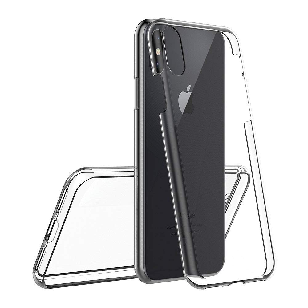 iPhone X/XS Capa 360º Silicone Transparente Capa protetora transparente para smartphone com câmara dupla