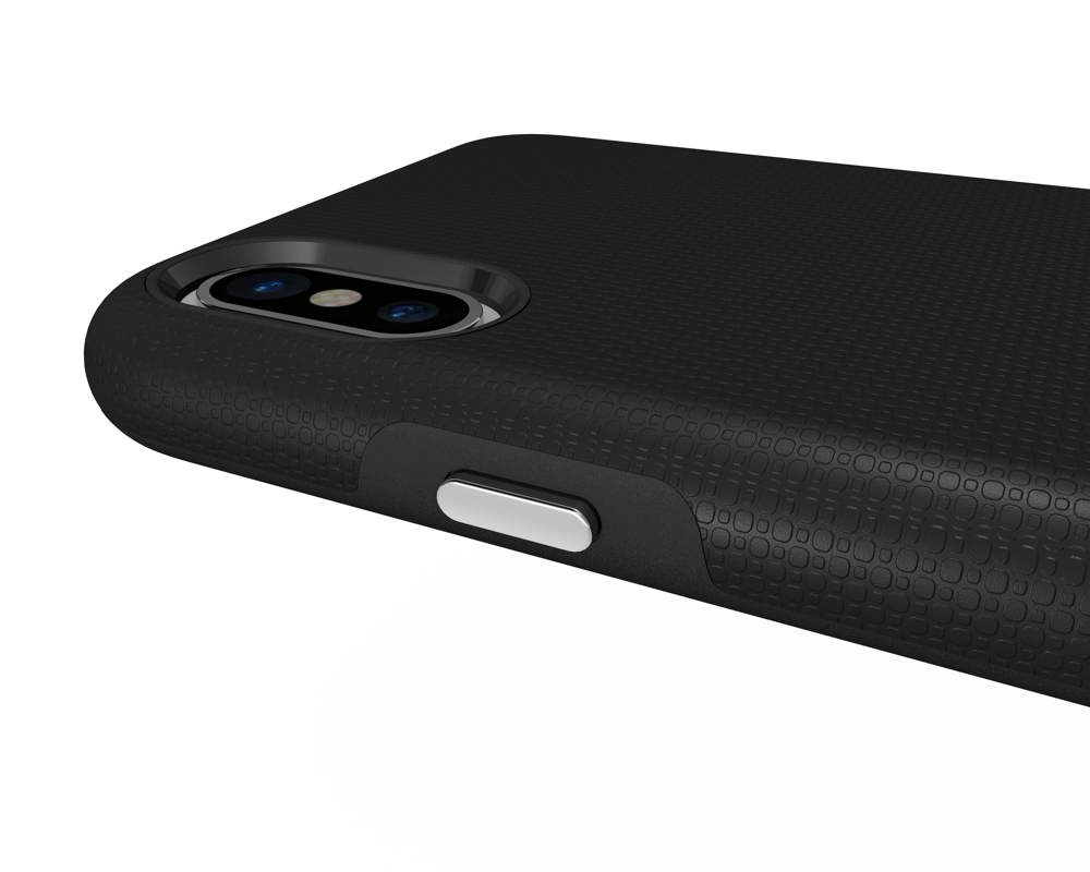 iPhone X/XS Capa Anti-Shock Armor Rugged Capa preta com textura quadriculada para smartphone