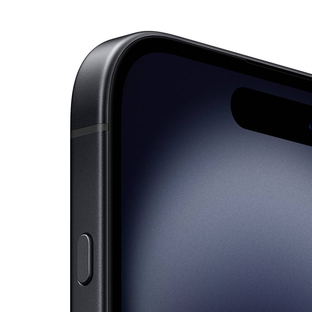 Smartphone preto com bordas arredondadas e ecrã com notch na parte superior.