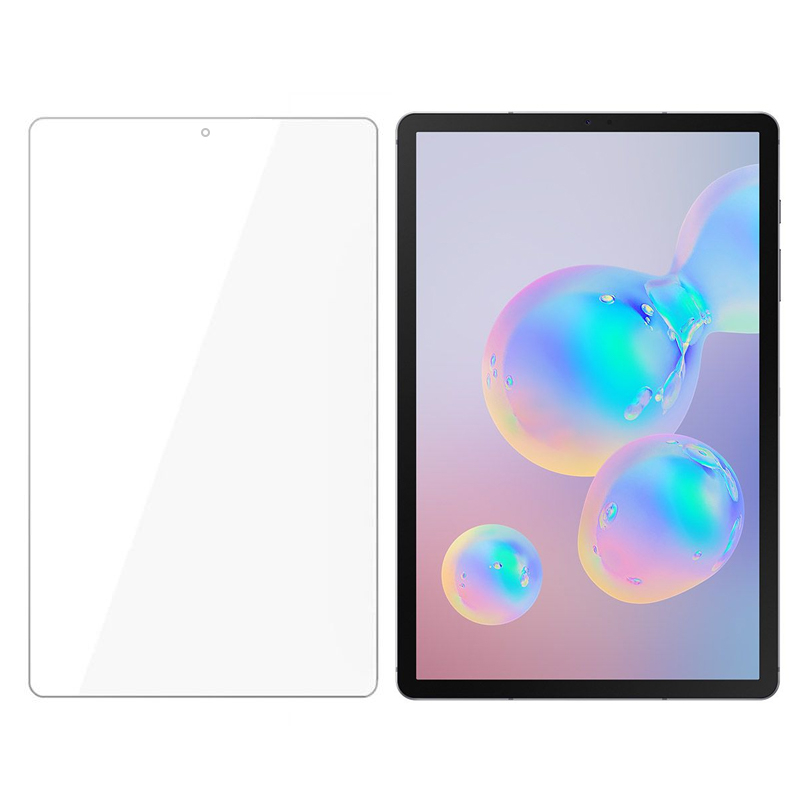 Película de Protecção 3mk em Vidro Temperado FlexibleGlass para iPad Air 3 / Pro 10.5'' Dois tablets, um branco e um preto com ecrã colorido mostrando bolhas