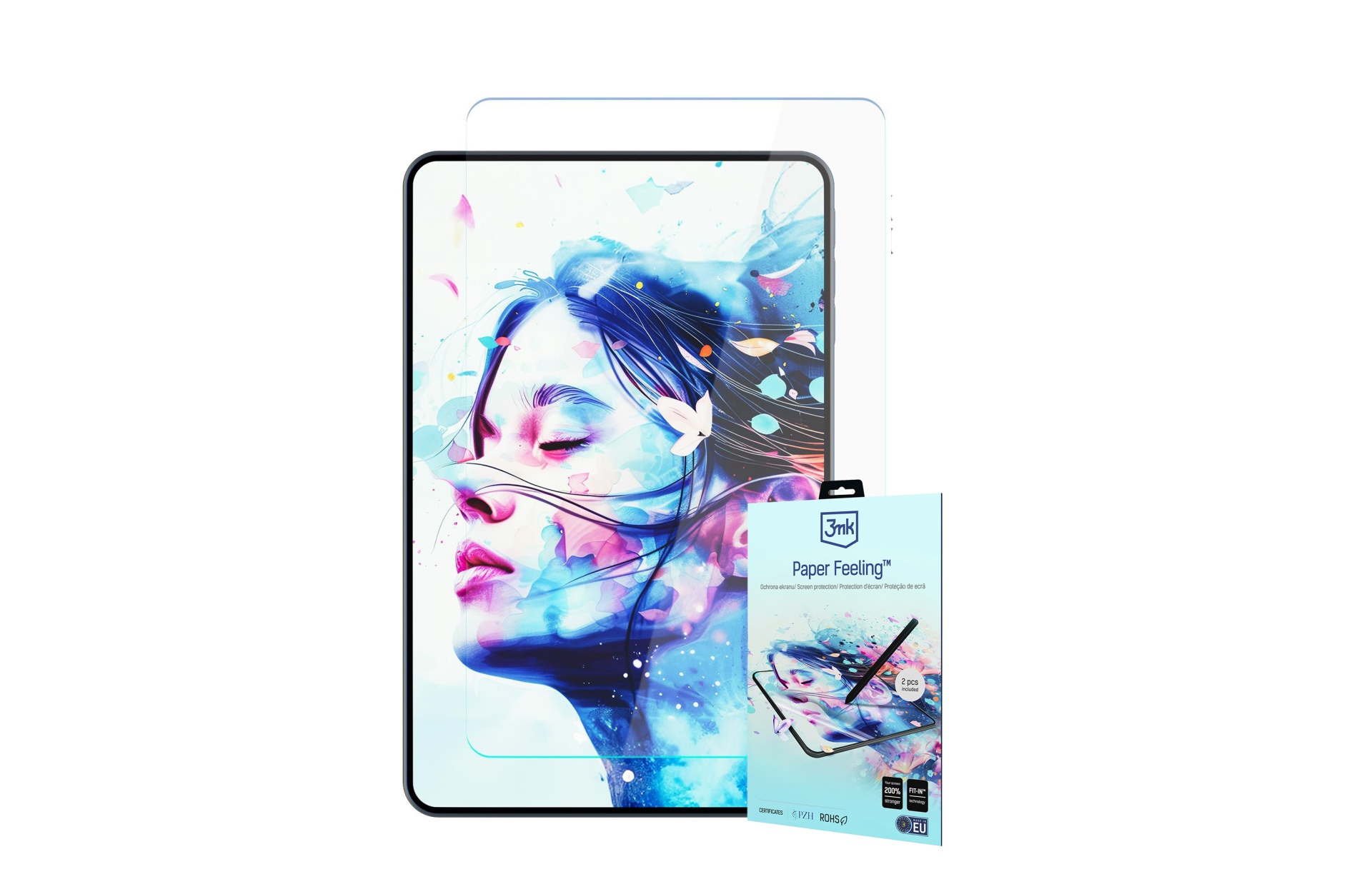 (Pack 2) Película de Protecção 3mk em Vidro Híbrido Paper Feeling™ para iPad Pro 12.9" Película protetora transparente para tablet 3mk Paper Feeling™ com embalagem azul