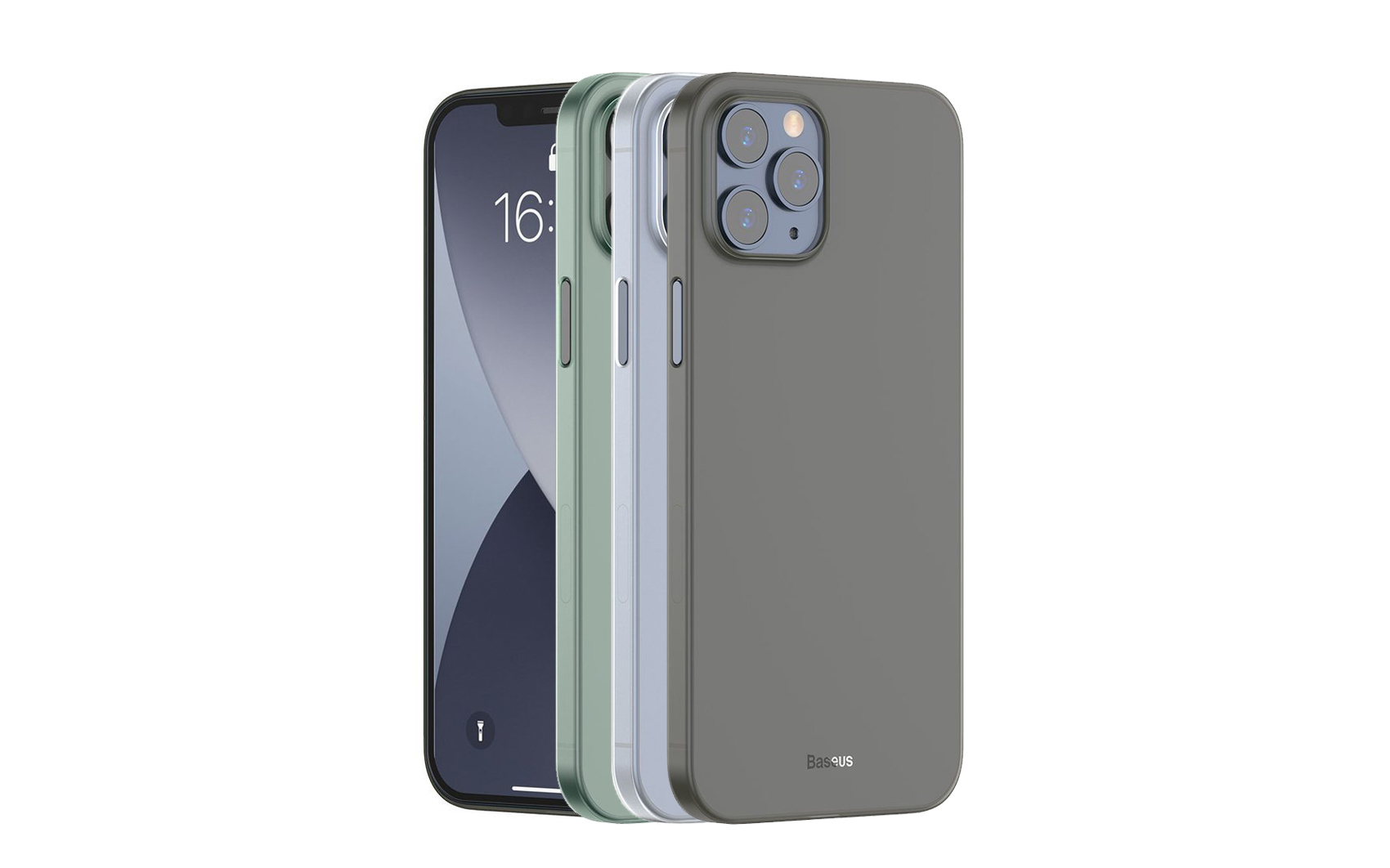 Capa Ultra Slim Wing para iPhone 12 Pro Max Capas para smartphone em cinza, verde e branco com textura fosca