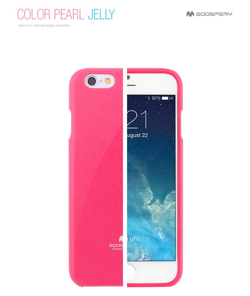 iPhone 6/6S Plus Capa Silicone Jelly Goospery Capa para smartphone rosa em gel com texto Color Pearl Jelly e Goospery