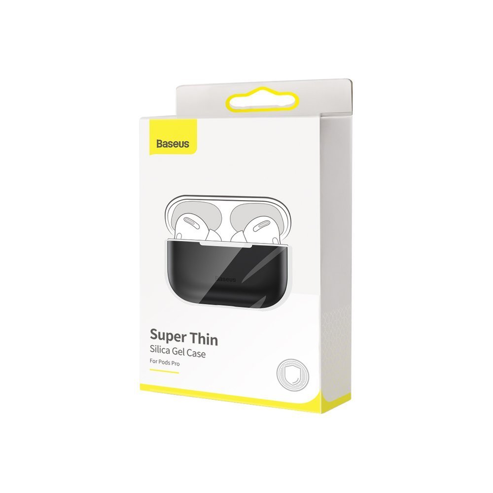 Capa Silicone Ultra Fina Baseus para AirPods Pro Embalagem Baseus Super Thin Silica Gel Case para AirPods Pro, estojo preto.