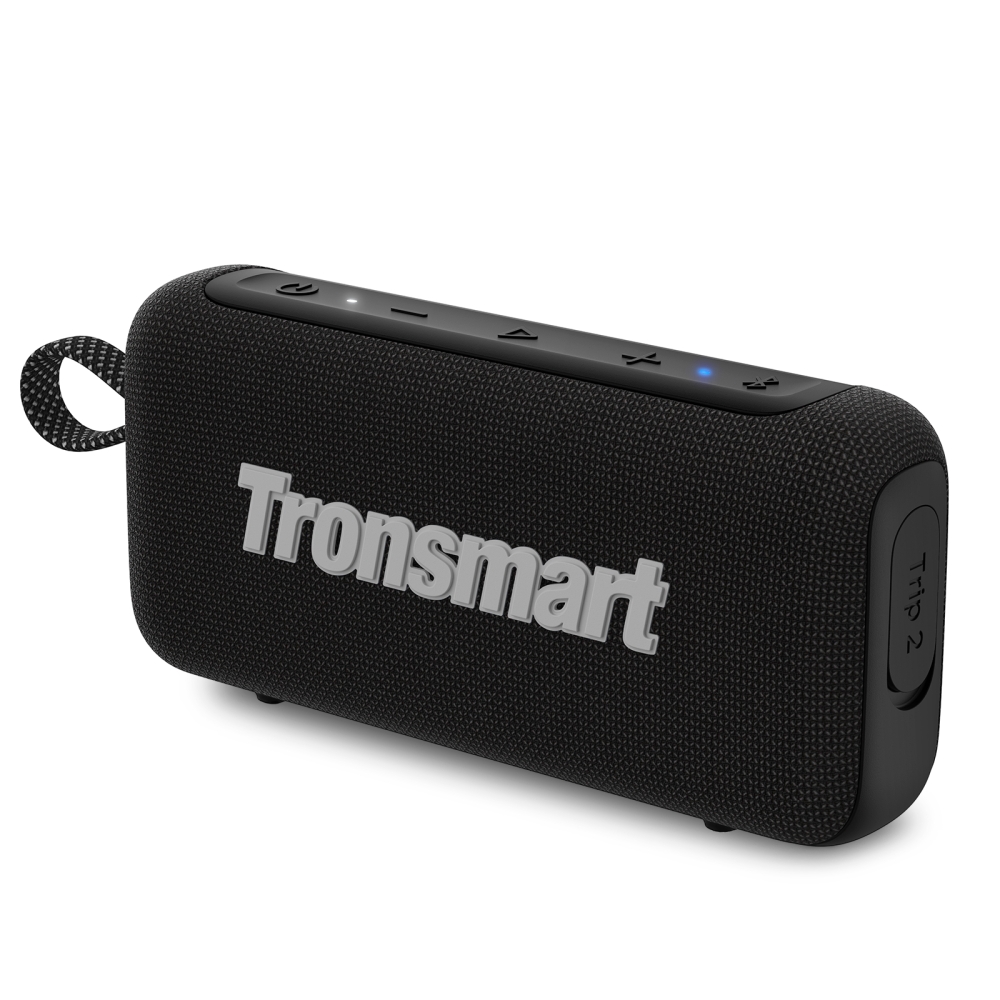 Coluna portátil Bluetooth preta da Tronsmart com botões e laço de transporte