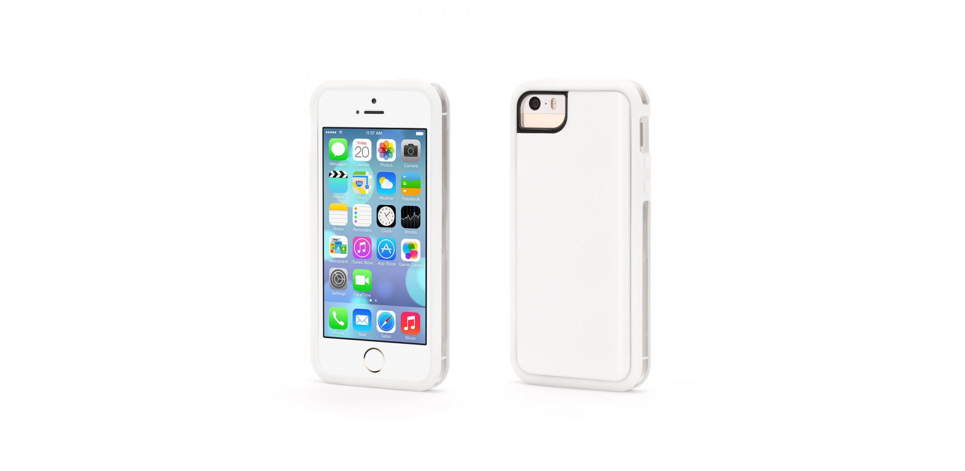 iPhone 5/5S/SE Capa Identity Griffin Dois smartphones com capas brancas em fundo branco