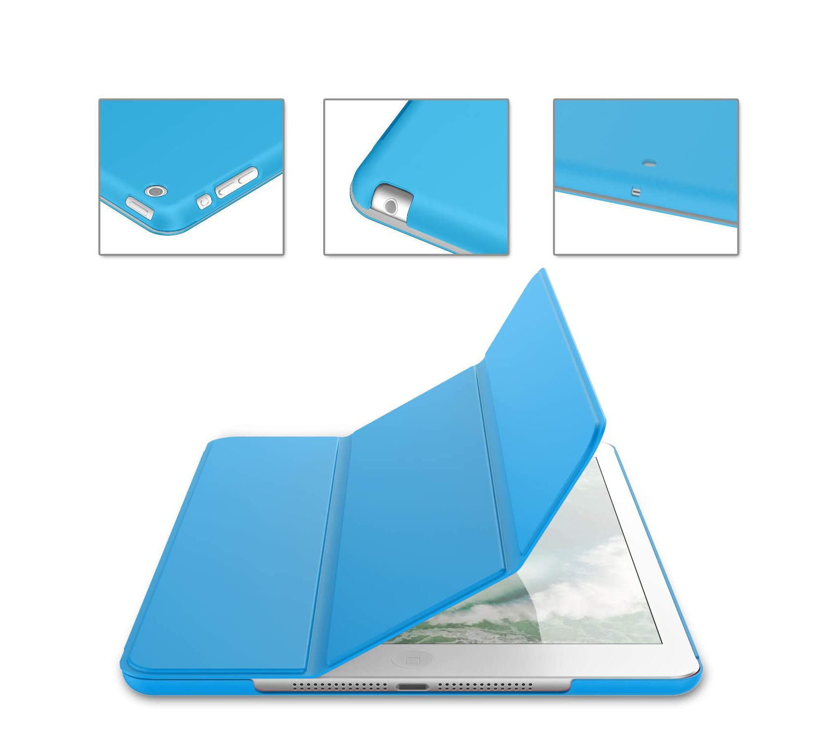 Capa Smart Color para iPad mini (1/2/3) capa protetora azul para tablet com dobradiça e recortes para botões e câmera