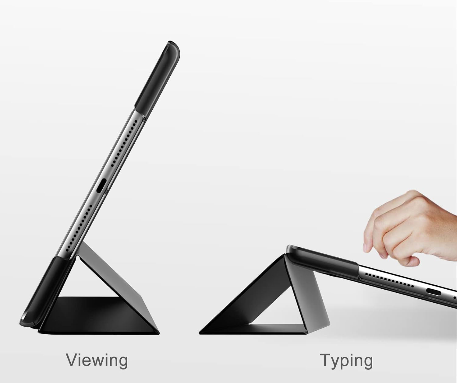 Capa Folio Jetech para iPad 10.2" - Preto Suporte dobrável preto para tablet em duas posições