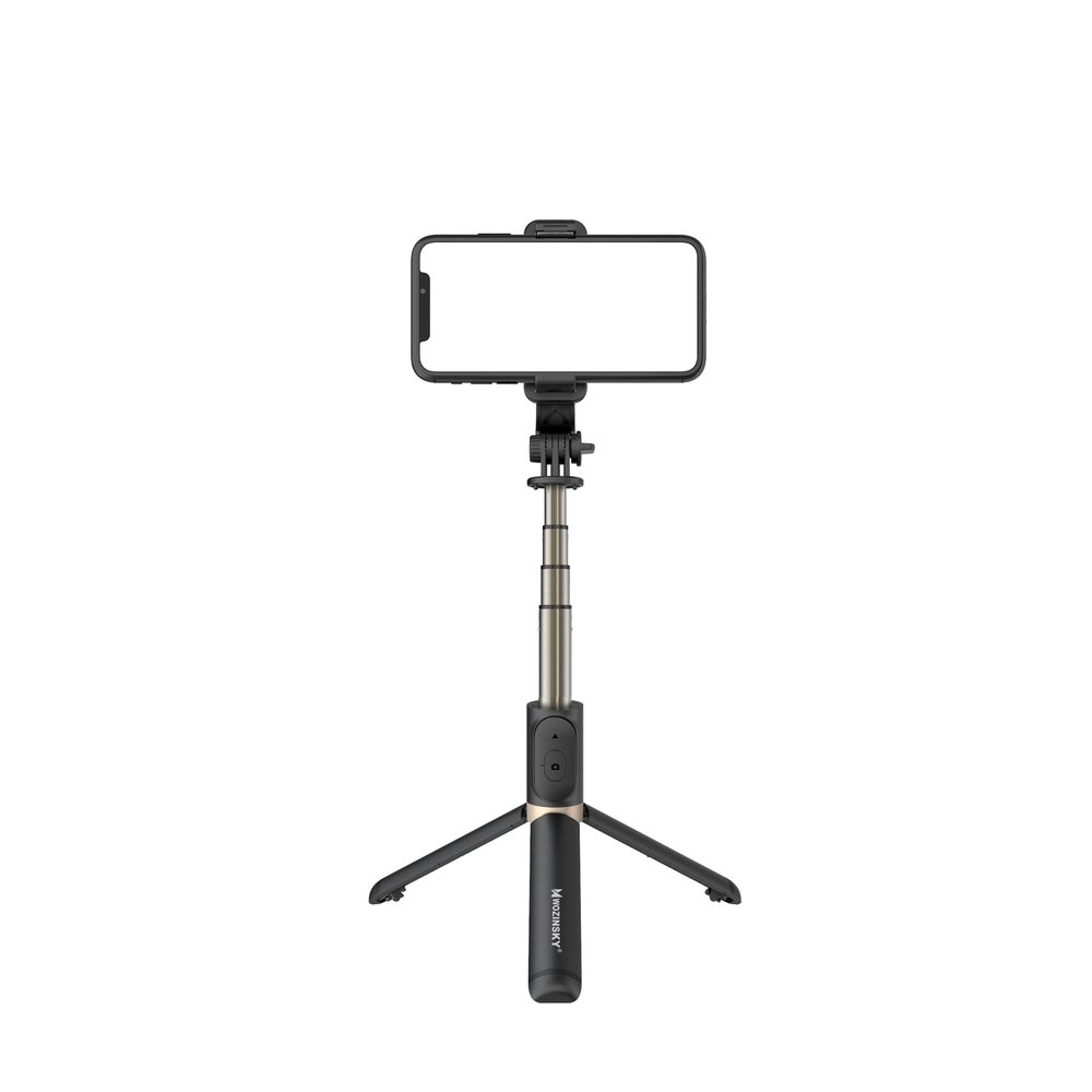 Selfie Stick + Tripod com comando (amovível) HD+ Wozinsky Suporte para smartphone preto com haste telescópica e base tripé