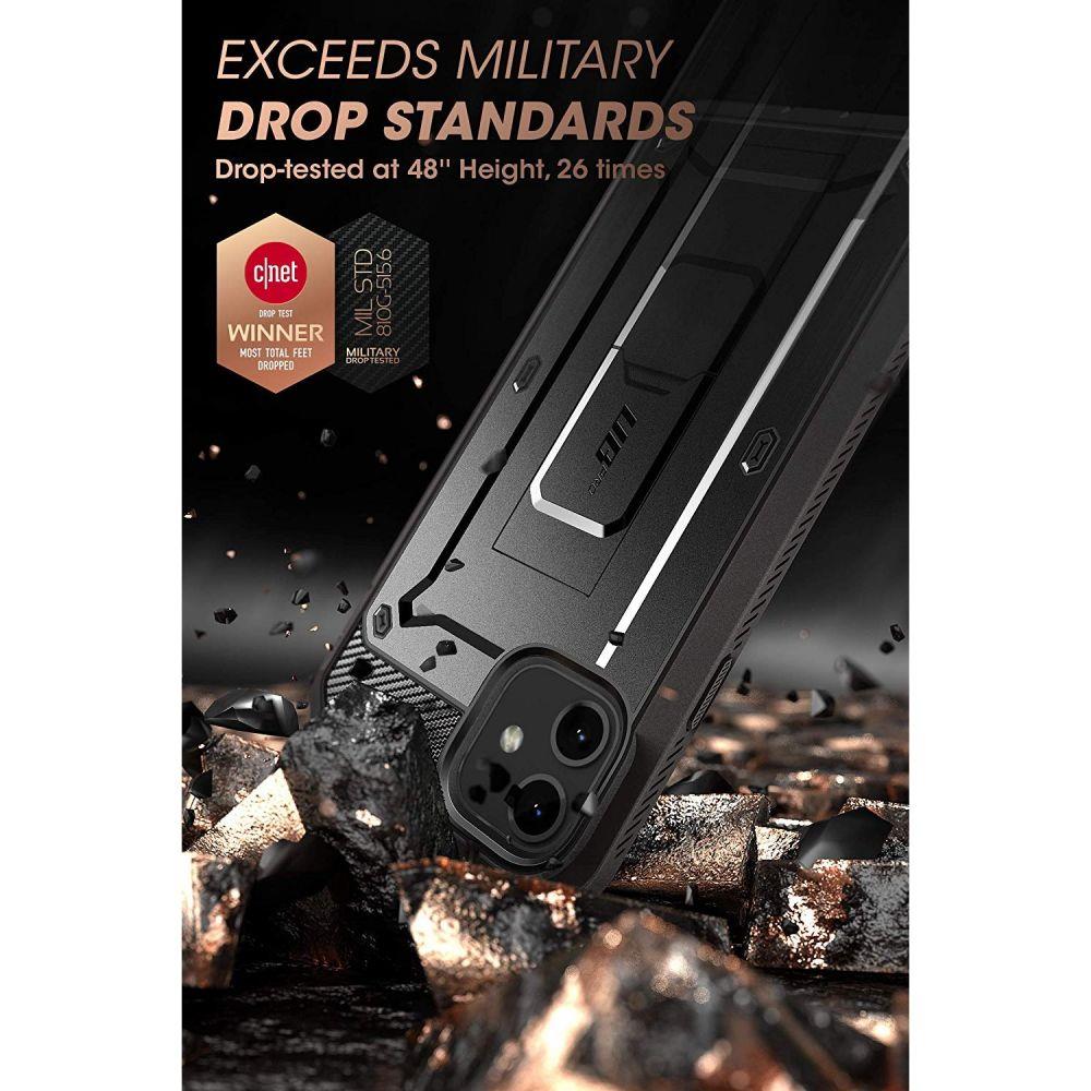 Capa Anti-Shock 360º Supcase Unicorn Beetle Pro para iPhone 11 Capa preta para smartphone com selo c|net WINNER e texto sobre proteção militar